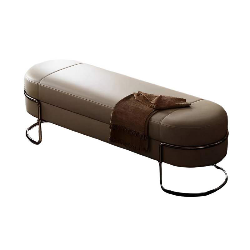 Banc rembourré en cuir, Kaki