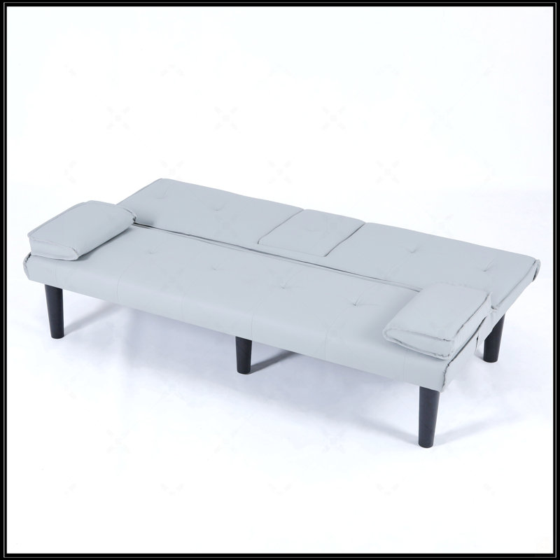 67-Inch PVC Multi-Functional Sofa Bed, Light Gray