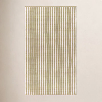 Acerra Green Hand-Woven Striped Outdoor Rug