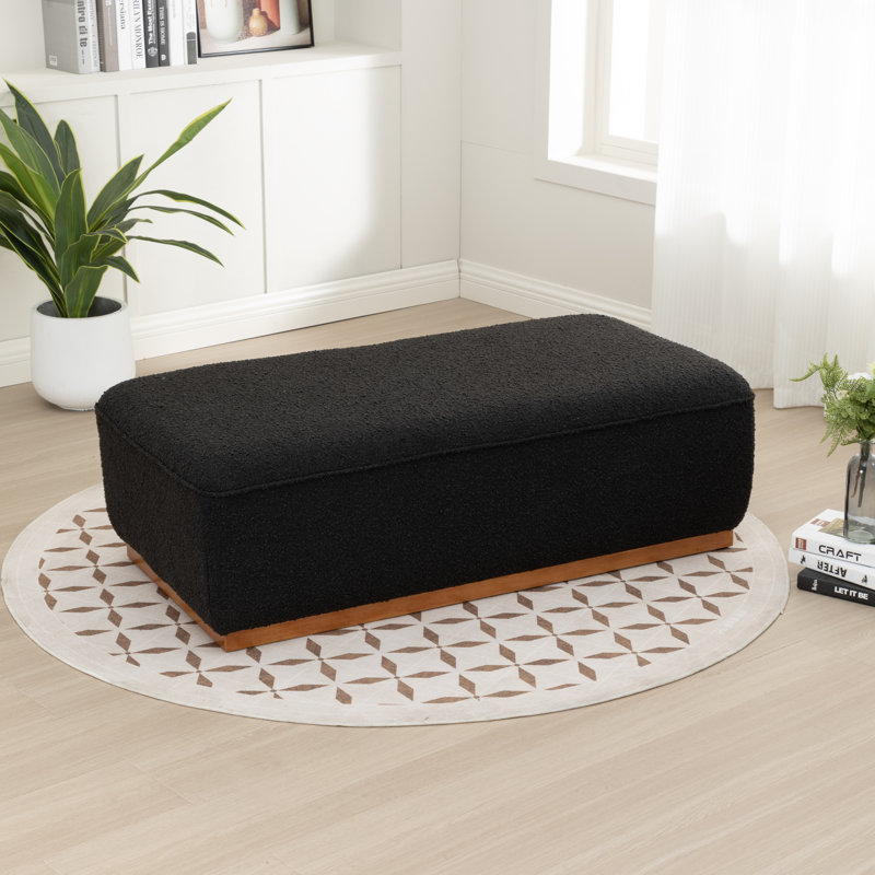 Lolington Rectangular Solid Wood Ottoman, Black