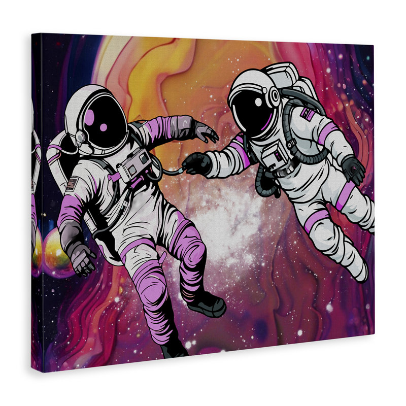 Toile d'astronautes de l'espace cosmique tourbillonnant, conception par Jesse Keith, H 16 po x l 20 po