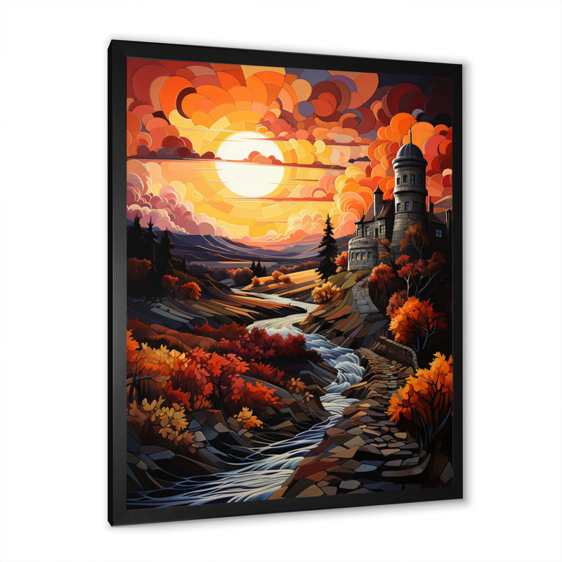 Château de châteaux des nuages II sur toile, Cadre photo noir, H 44 po x l 34 po x P 1,5 po