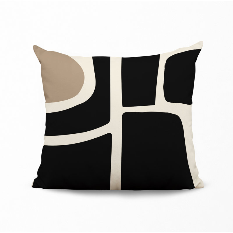 Banksy Abstract Outdoor Reversible Throw Pillow, 15" x 15", Off White