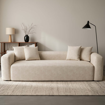 94.5" Faux Leather Upholstered Square Arms Sofa