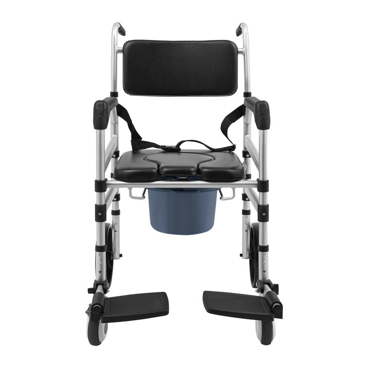 Lockable Rolling Shower Chair With Commode(U-Shape Seat)