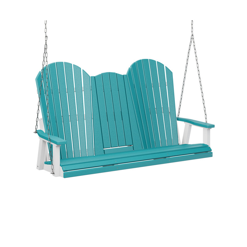 Berlin Gardens Comfo Back Three Seat Console Swing with Stainless Steel Chains, Aruba Blue Top with White Base