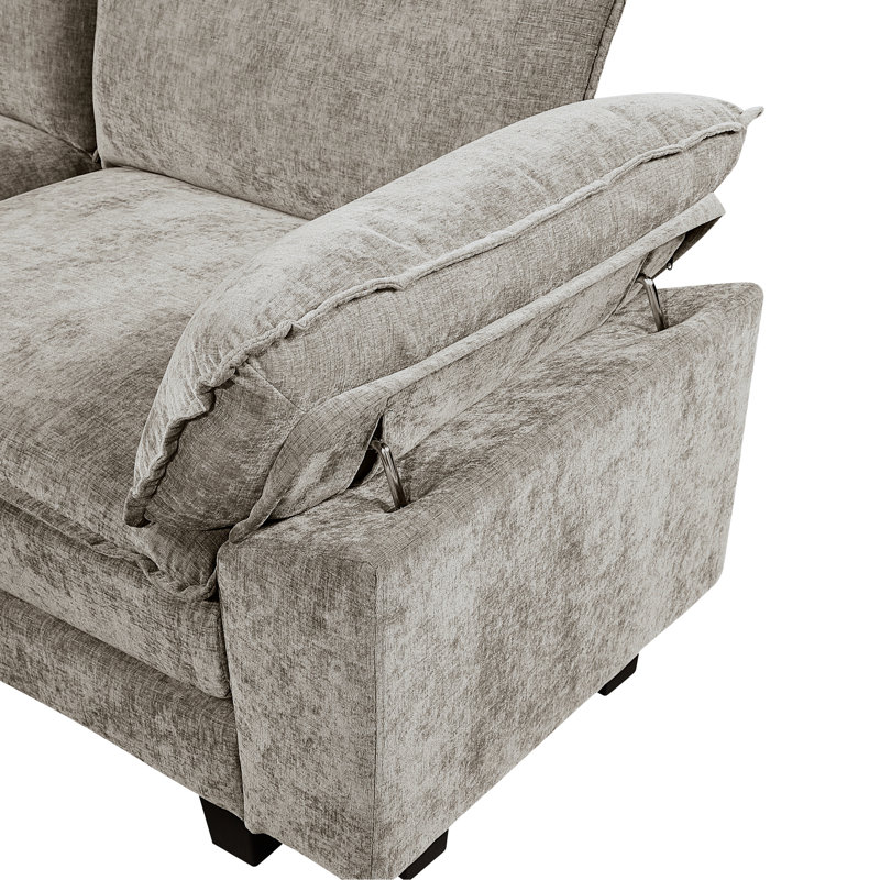 Canapé modulaire en chenille 4 modulaires avec housses de coussin amovibles et accoudoirs avec cadre en contreplaqué avec capacité de 300 lb par siège