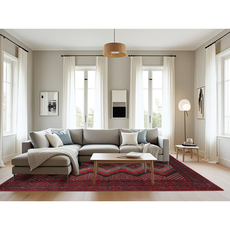 Tapis traditionnel rouge / marron, Rectangle 8 pi x 10 pi