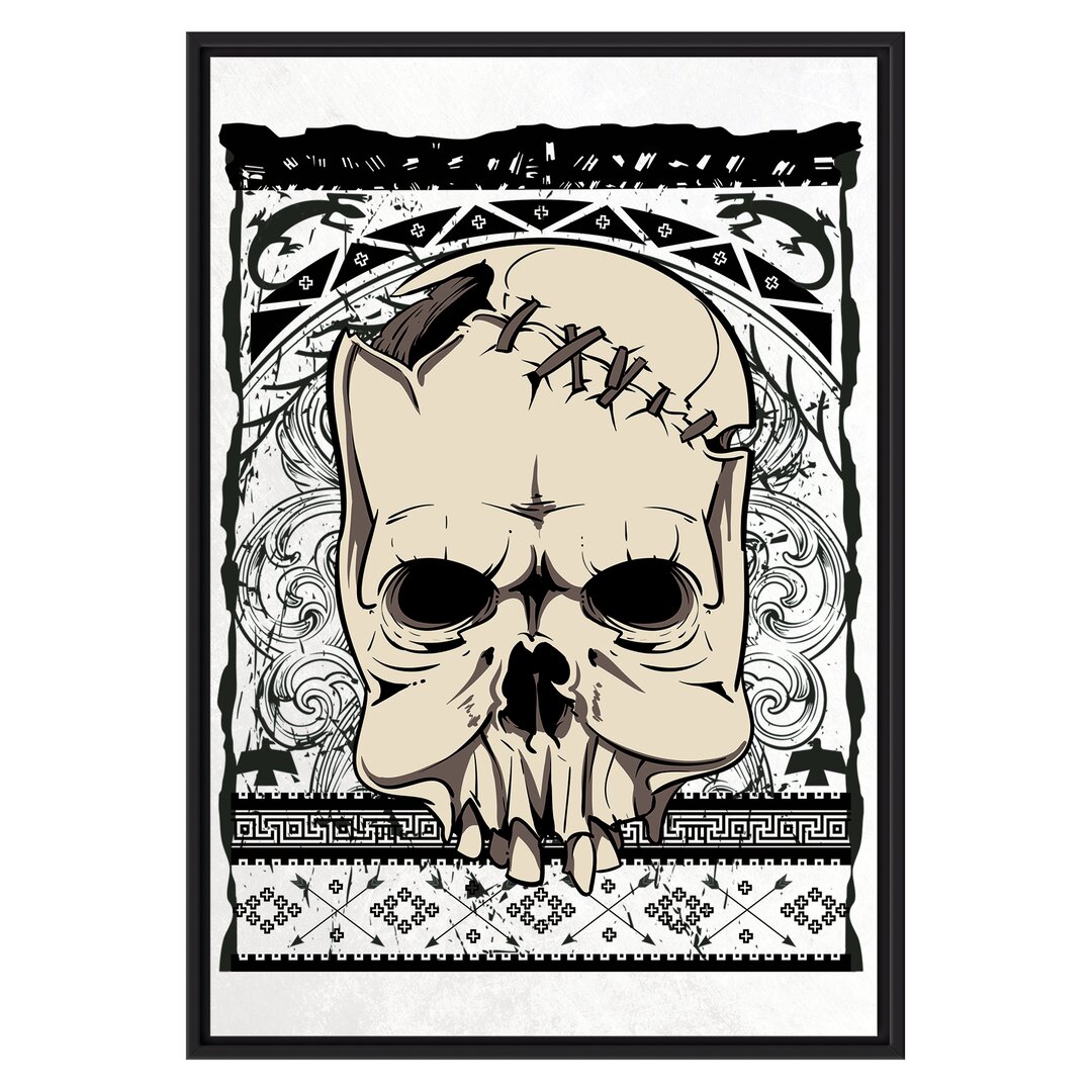 Gerahmtes Wandbild Native skull white