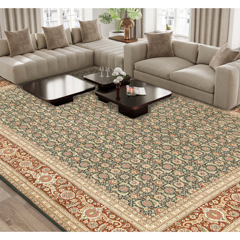 Tapis vert et vin noué à la main de haute qualité