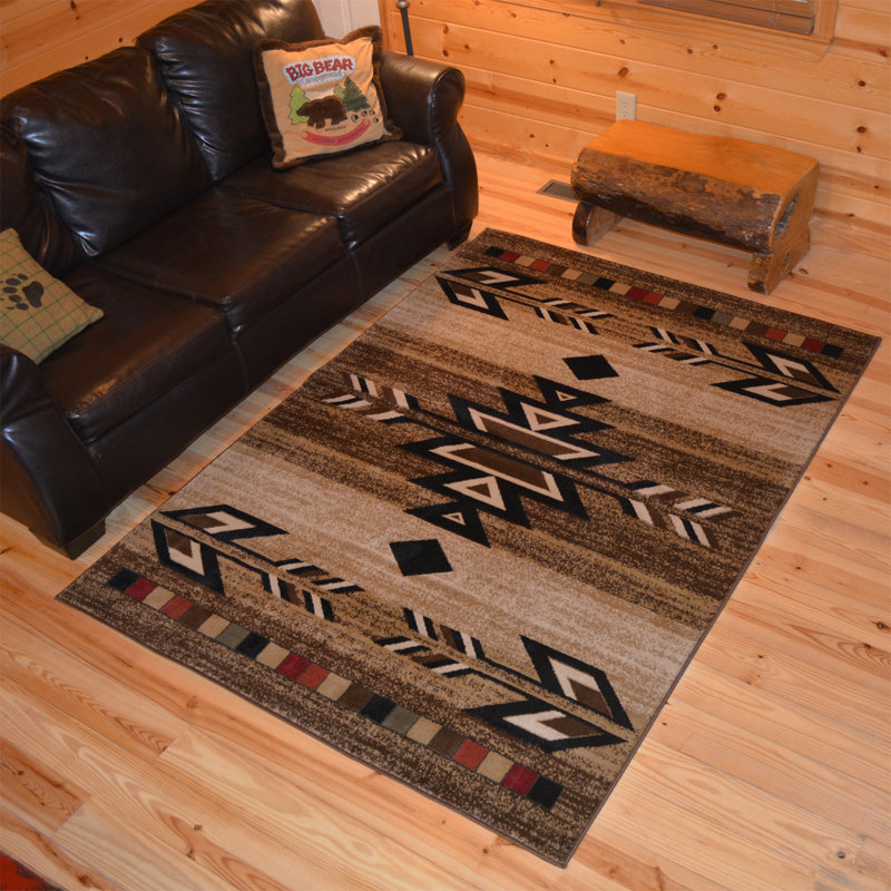 Tapis beige / brun Haysi Southwestern, Rectangle 7 pi 10 po x 9 pi 10 po