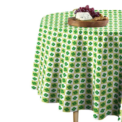Rayshun 4 Leaf Clover Check Round Tablecloth