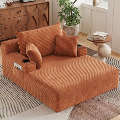 Chaise longue d'intérieur, canapé-lit surdimensionné de 65 po, canapé-lit rembourré en velours côtelé, fauteuils Cloud Canapés, fauteuil de lecture pour le salon, sans assemblage