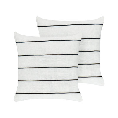 Berklie Striped White Square Cushion