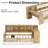 Wooden L-Shape Daybed with Seven Storage Cabinets and Two Storage Drawers, Multi-functional Bed with Study Desk and Built-in Bookshelf-442040-442042