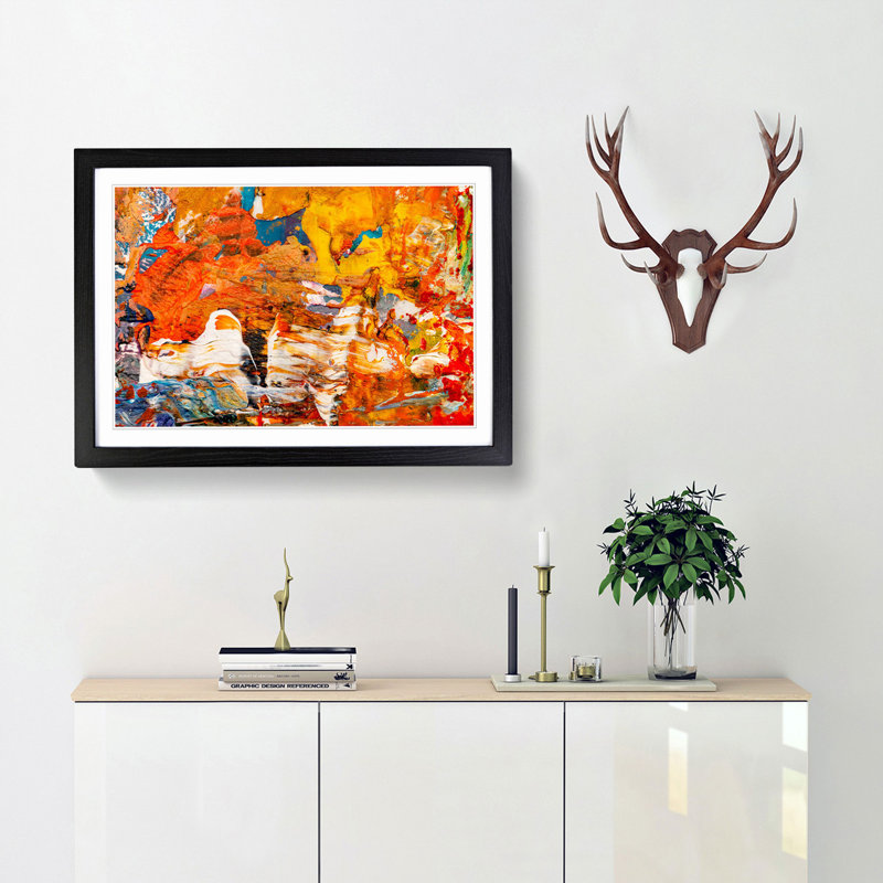 Abstract Art Painting Vol.416 by S.Johnson - Framed Print, 27cm H x 36cm W x 2cm D, Black Framed