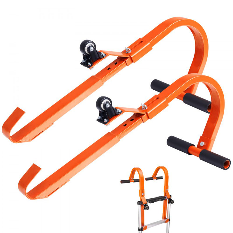 Paquet de 2 barres stabilisatrices en crochet pour échelle avec barre en T en acier, 22.8, Orange, 14.2