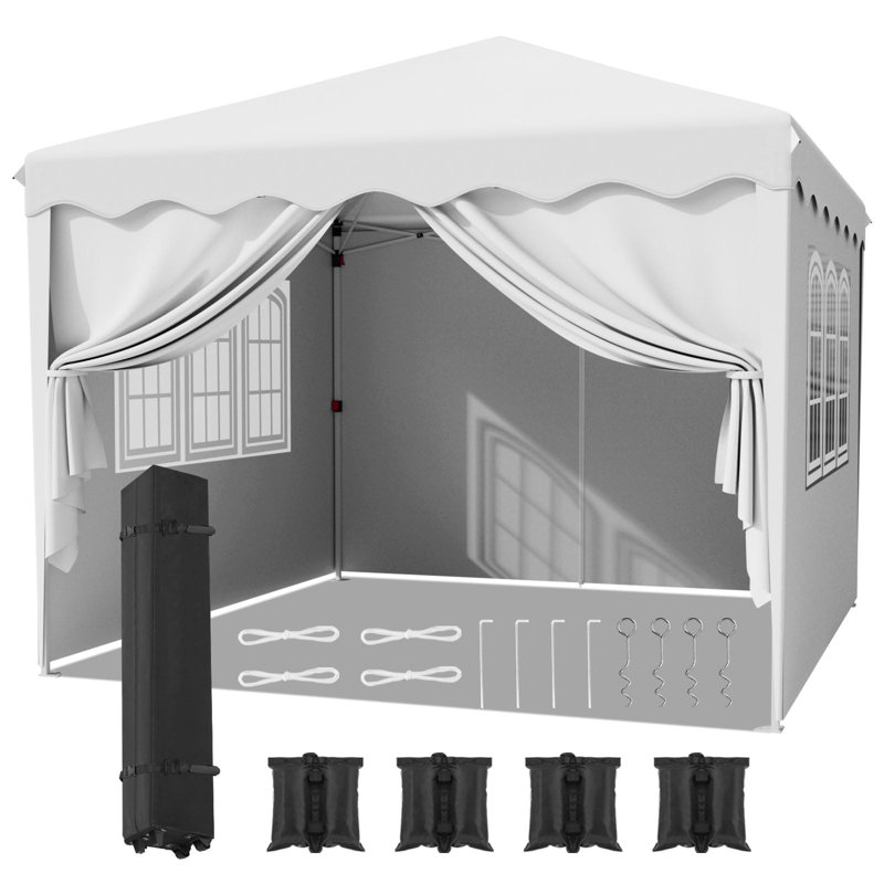  Steel Party Tent, White, 10 ft. x 10 ft. D