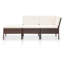 Canapé modulaire d'extérieur 3 pièces, rotin poly brun, tissu ivoire