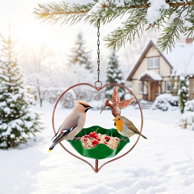Jardin suspendu en forme de cœur, mangeoire d'oiseaux pour jardin, 15,35 x 8,27 x 8,27 po, vert