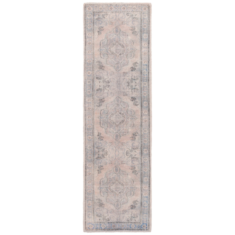 Tapis oriental gris / beige touffeté à la main Amabile, Tapis de couloir 2 pi 3 po x 8 pi
