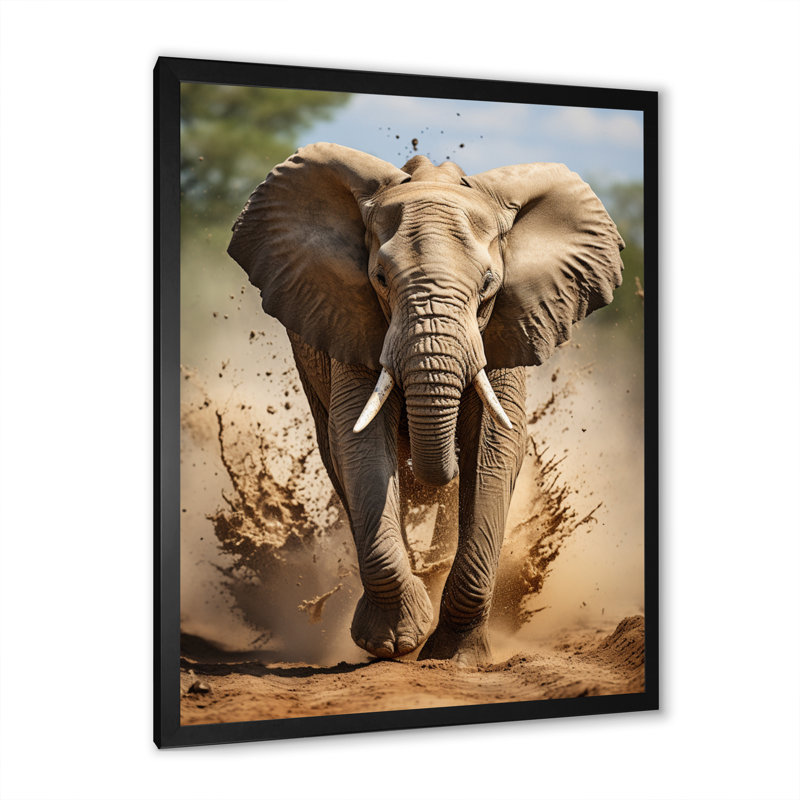 Kyley, photographie d'éléphants d'Afrique II, Cadre photo noir, H 32 po x l 24 po x P 1 po