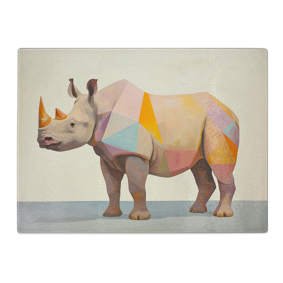 Rhino Minimalism No.2  Glass Chopping Board
