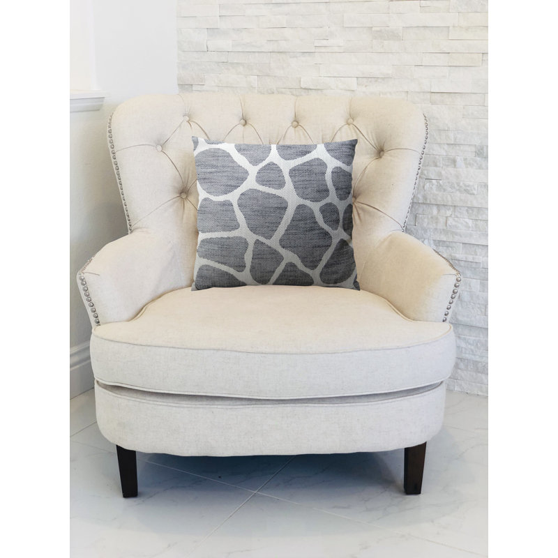 Sable Giraffe Pillow Cover & Insert, Polyester, 22"H x 22"W, Black/Cream