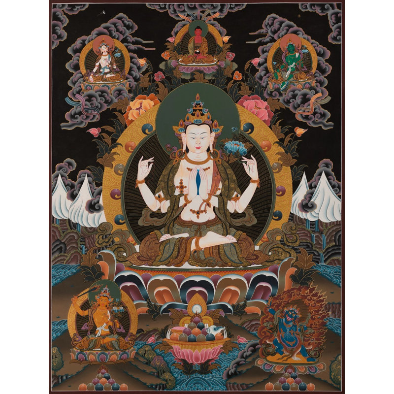 Avalokiteshvara | Chenrezig Thangka (Thangka sans brocart)