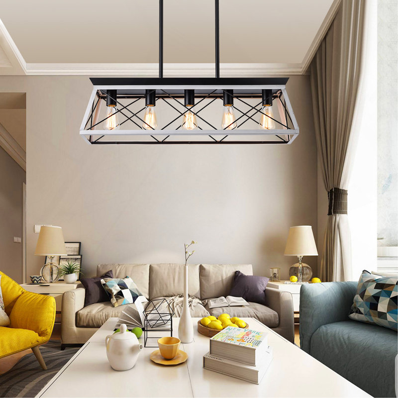 Lustre suspendu industriel 32 lumières 5 lumières, cage en métal moderne, lumière suspendue réglable pour la salle à manger