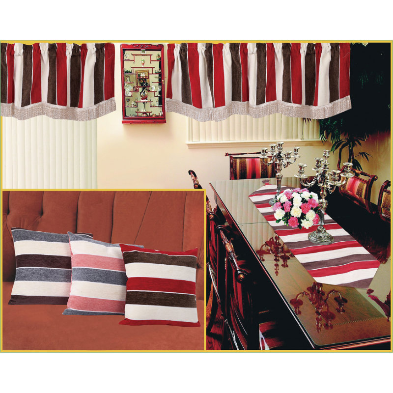 Mendonca Striped Window Valance, Burgundy