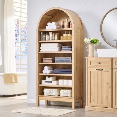 Armoire de salle de bain autoportante en bois manufacturé