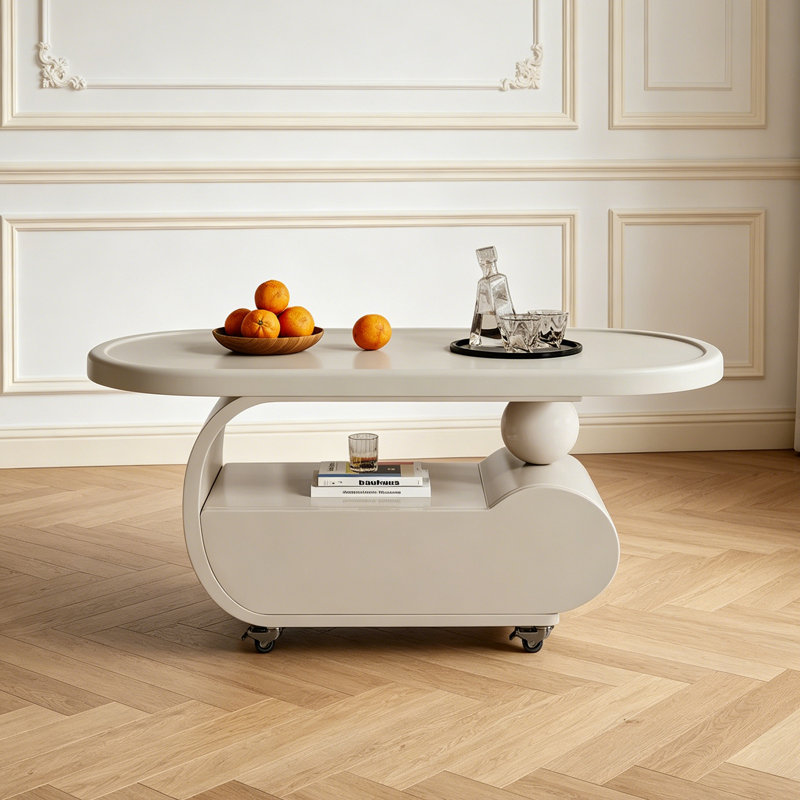 Table basse moderne et minimaliste haut de gamme, Crème, H 17,71 po x L 39,37 po x l 19,68 po