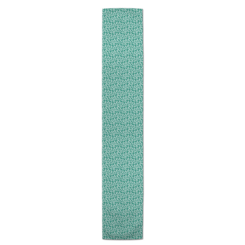 Chemin de table Doster, 90 po x 16 po, Bleu sarcelle, Floral