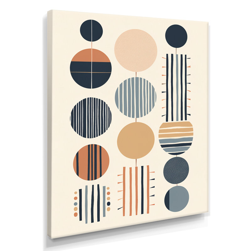 «Geometric Balance», art mural Mid-Century, H 32 po x l 24 po x P 1 po, Toile tendue