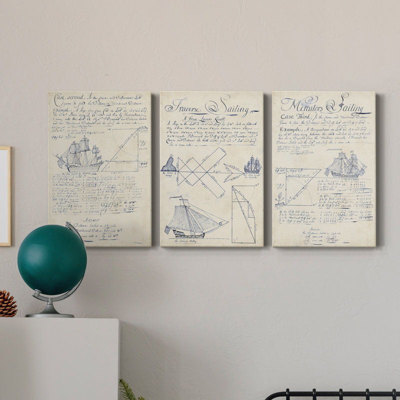 " Nautical Journal I " 3 - Pieces, 36" H x 48" W x 1" D