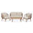 Harper Outdoor 4-Piece Acacia Wood Conversation Set With Cushions & Slatted Top