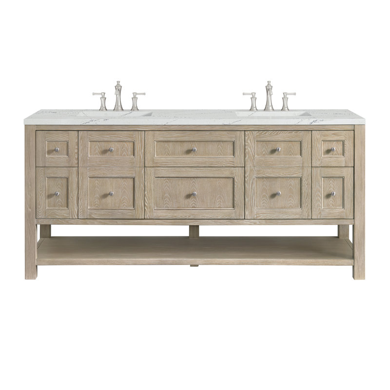 Breckenridge 72 in. Double Vanity, Whitewashed Oak, Ethereal Noctis, 8" Widespread