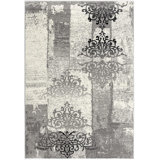 Trawick 10' Gray And Ivory Damask Shag Runner Rug