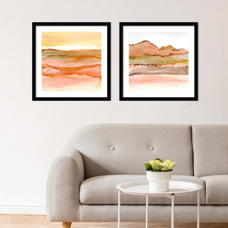 "Desertscapes" - ensemble de 2, par Art mural encadré, Blanc, H 18 po x l 39 po
