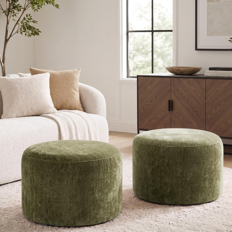 Repose-pieds rembourré 22,6 po Anease, Green Chenille