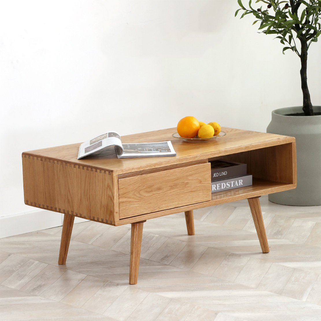 LIZIYE Modern simple rectangular solid wood coffee table | Wayfair