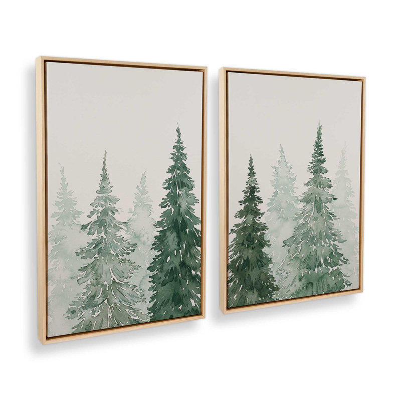Whispering Spruce Shadows, ensemble de 2, H 19 po x l 26 po, Cadre américain en érable flottant