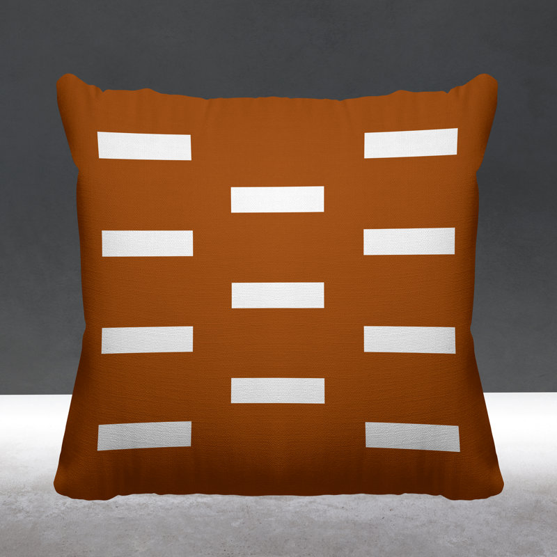 Coussin décoratif intérieur / extérieur Luella, L 15 po x H 15 po, Orange brûlé