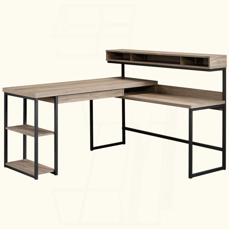 Bureau en L, grand espace de travail et rangement polyvalent pour le bureau personnel et les jeux