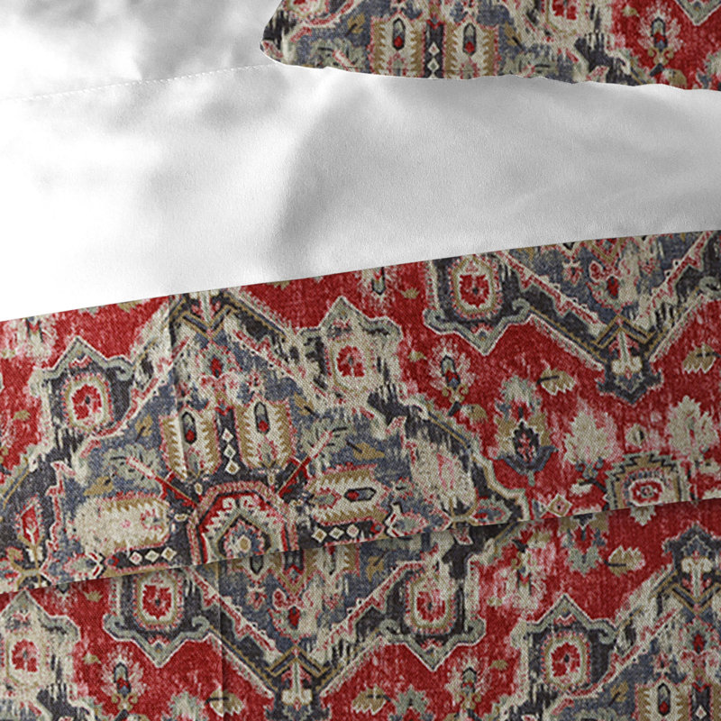 Tangier Red/Blue Linen Set Comforter Set, Full / Double