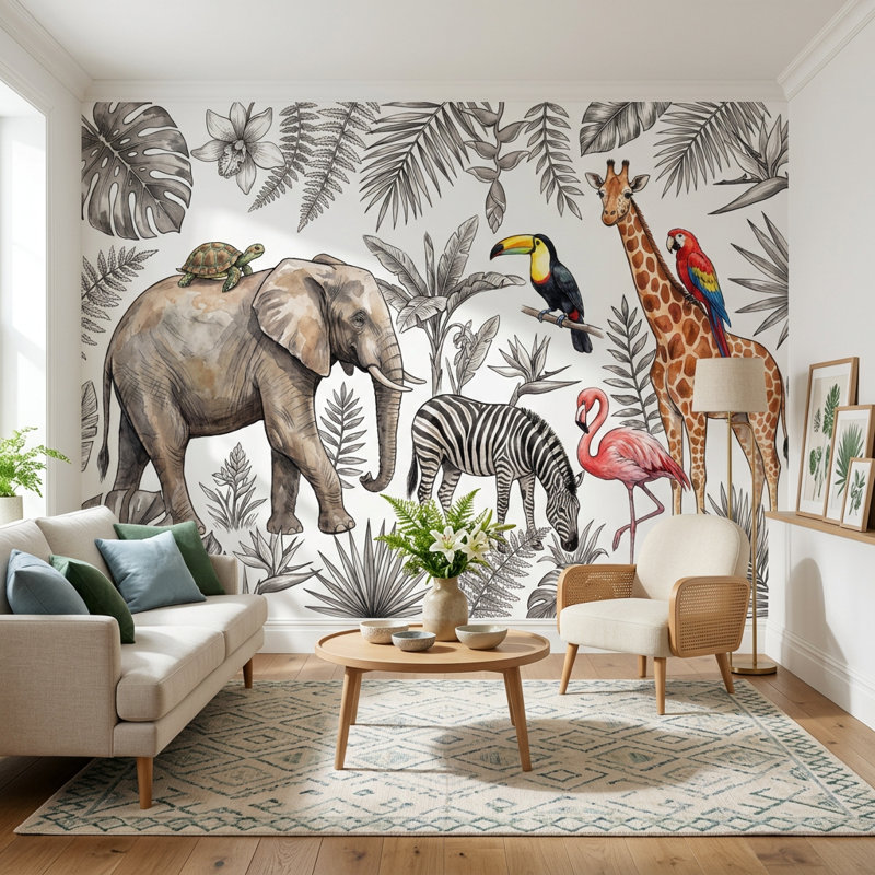 Décoration murale amovible sur fond blanc, 200 po x 120 po, Textured Non-Pasted