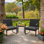 Ensemble de chaises berçantes d'extérieur 3 pièces, ensembles de sièges avec coussins et table