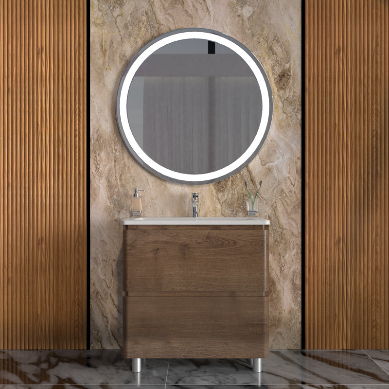 Meuble-lavabo simple avec plateau Kaladin 27,3 po, Bois de rose