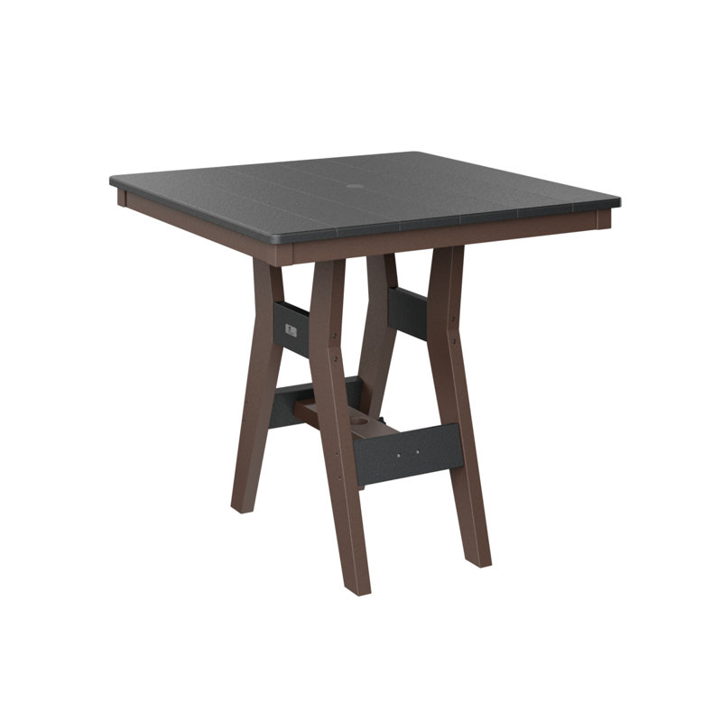 Harbor Outdoor Square Dining Table, 30.37" H x 33" W x 33" D, Black, Chocolate Brown